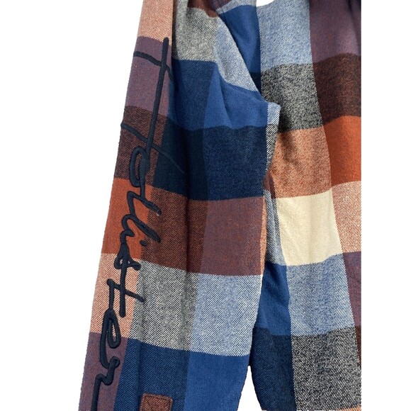 Hollister Flannel Hoodie Adult Small Red Black Button Up Sweater Outdoor Casual - Picture 4 of 13